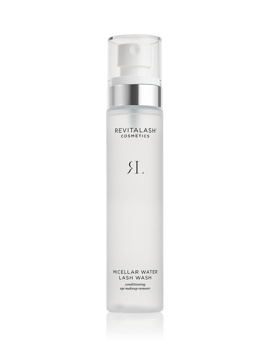 A bottle of Micellar Water Lash Wash by RevitaLash Cosmetics.